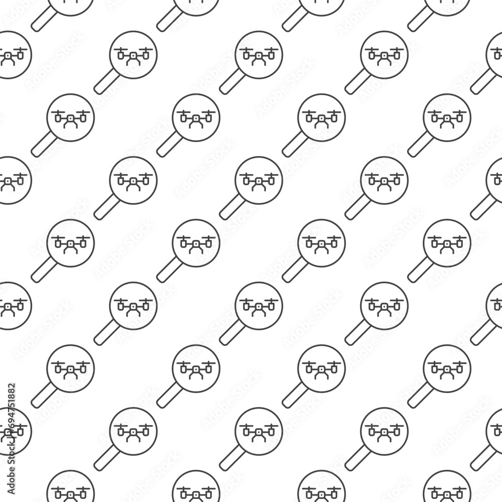 Drone and Magnifier vector Search for Quadcopter concept line seamless pattern Drone and Magnifier vector Search for Quadcopter concept line seamless pattern