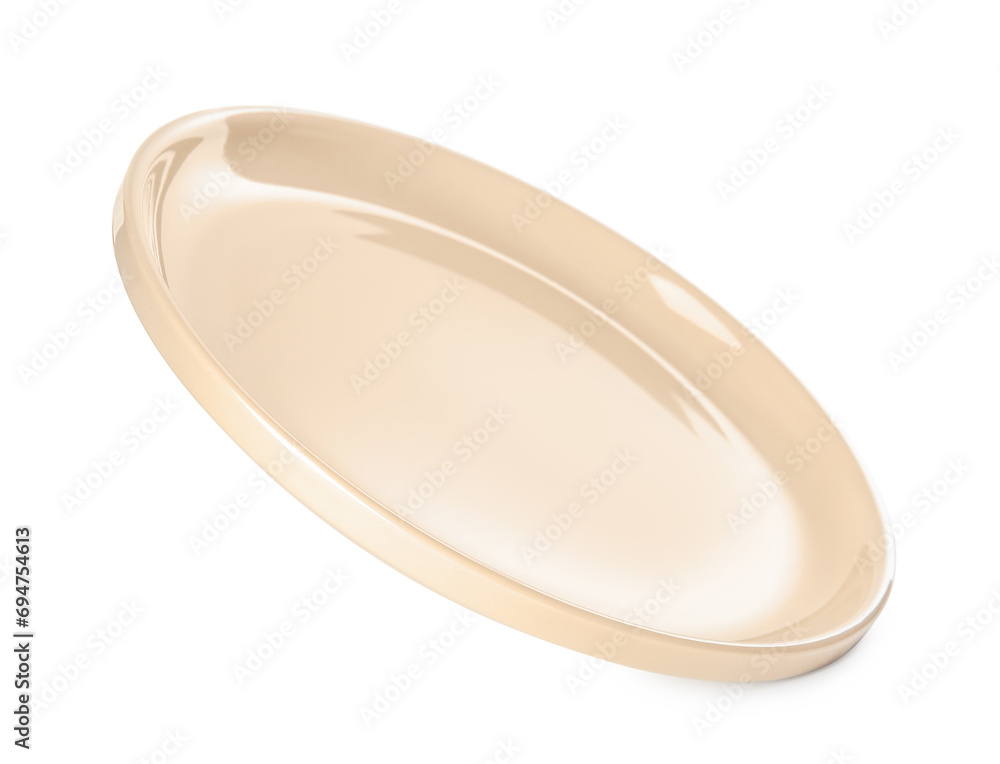 Clean empty beige plate isolated on white Clean empty beige plate isolated on white