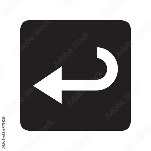 Directional arrow icon vector. Turn logo design. Arrow left vector icon illustration in square isolated on white background
