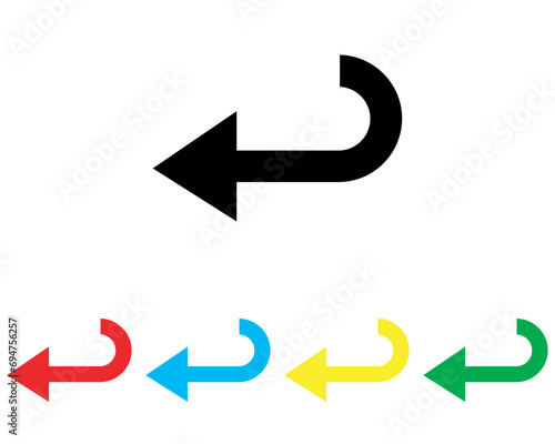 Directional arrow icon vector. Turn icon sign symbol in trendy flat style. Set elements in colored icons. Arrow left vector icon illustration isolated on white background