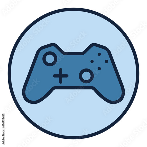 Circle with Gamepad vector Device for Games colored icon or symbol