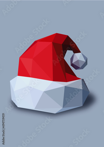 Santa Claus Cap Low Poly isolated vector