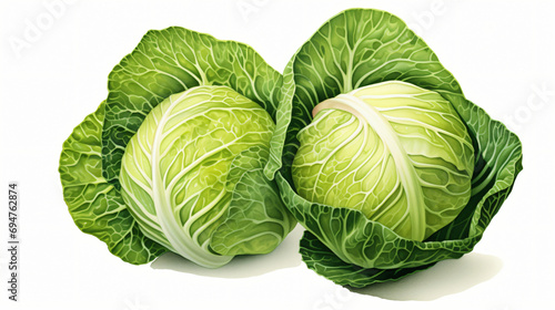 Cabbage Illustration on White Background
