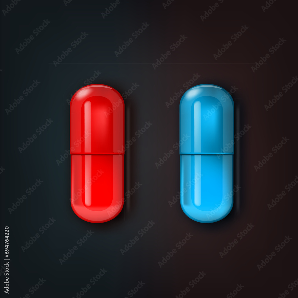 Red And Blue Medical Pill Closeup Isolated Red And Blue Medical Pill Closeup Isolated
