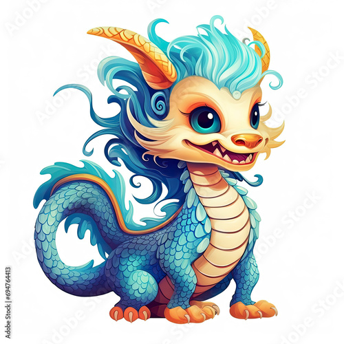 generated illustration of cute chinese Dragon illustration, lunar new year