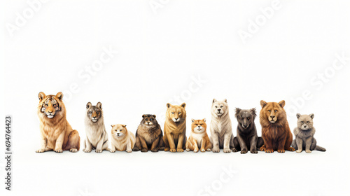 Group Animal Illustration on White Background