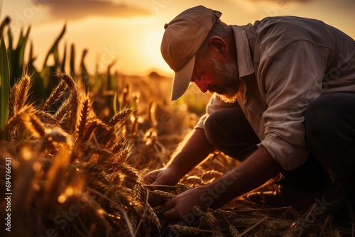 A farmer working on the field photo
