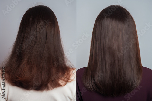 Hair treatment result before and after.