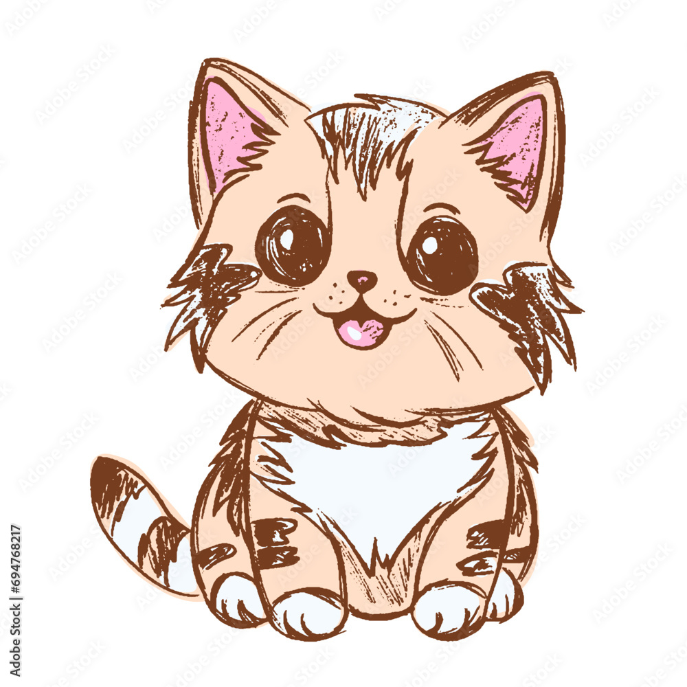Cute red kitten sketch vector illustration Cute red kitten sketch vector illustration