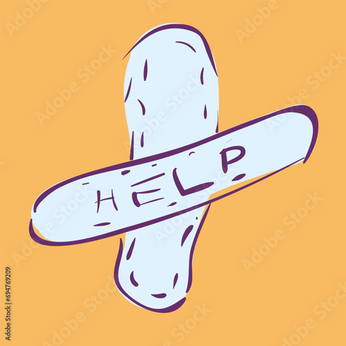 two glued patches in a flat style in vector. a call for help. image for poster sticker postcard print