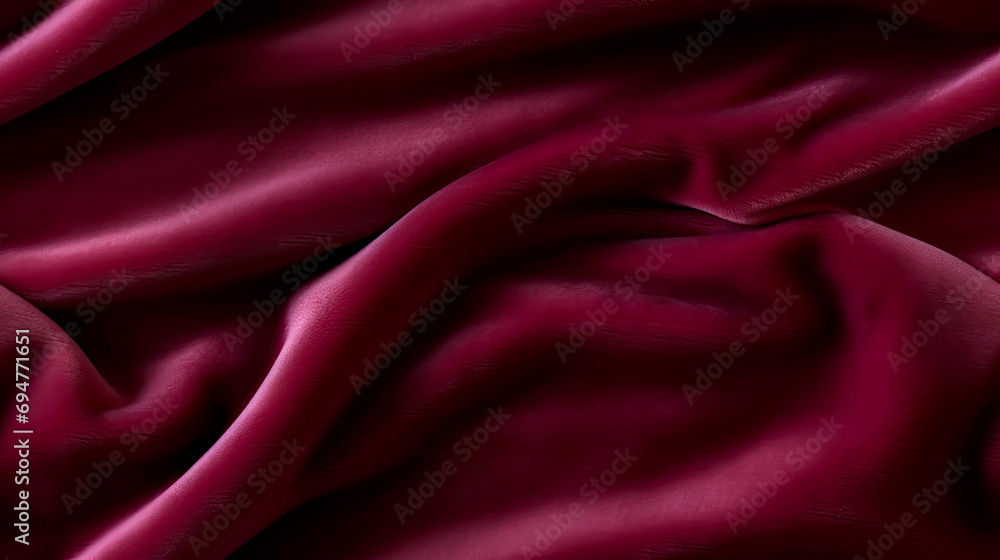Fototapeta premium Elegant burgundy velvet fabric texture with soft folds. Seamless texture.