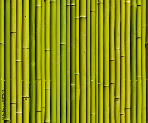 Seamless green bamboo wall texture, natural tiled pattern.  © henjon