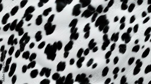 Seamless cowhide pattern, black spots on white leather texture. 
