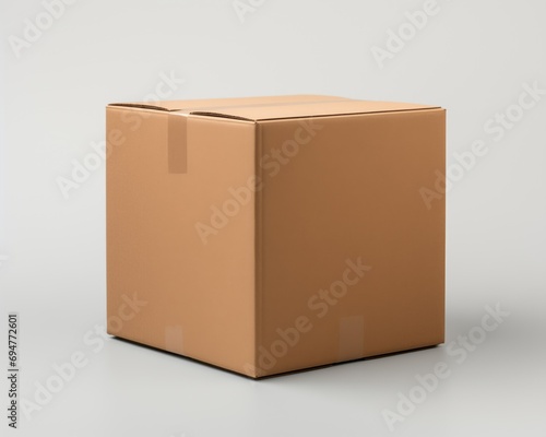Brown cardboard box with visible creases and folds, showcasing detailed fibrous texture. Even and bright lighting highlights the sturdy yet worn appearance © Aidas