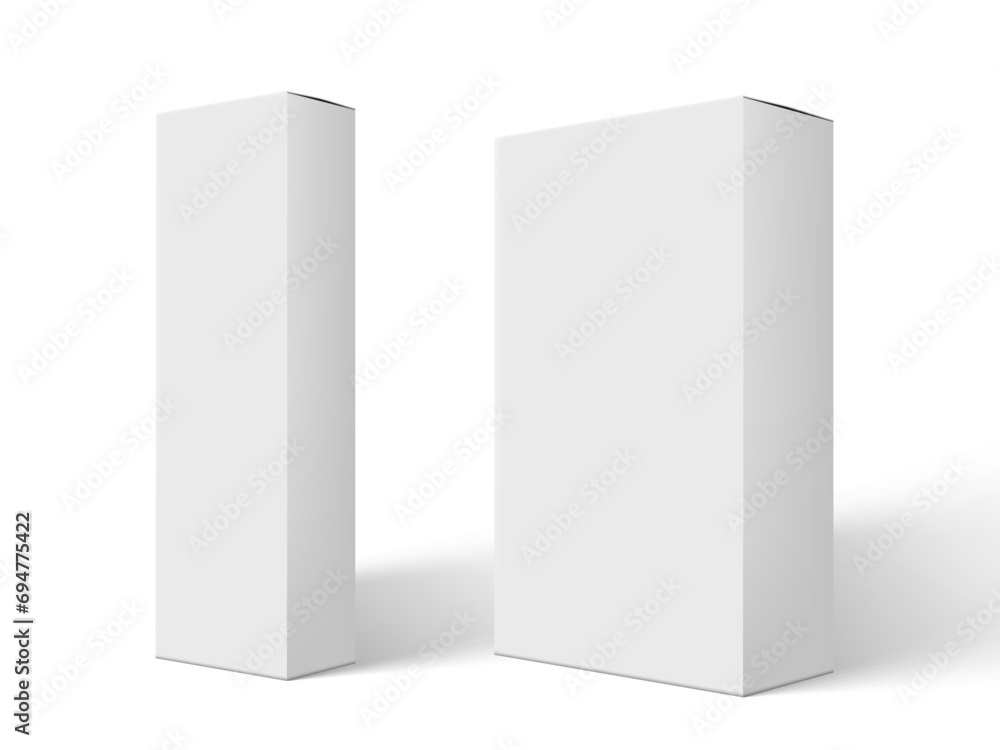 3D White Box Package Mockup. Isolated On White 3D White Box Package Mockup. Isolated On White