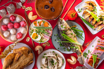 Chinese lunar New Year dinner table