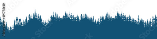 Coniferous forest, seamless border, isolated on white background	