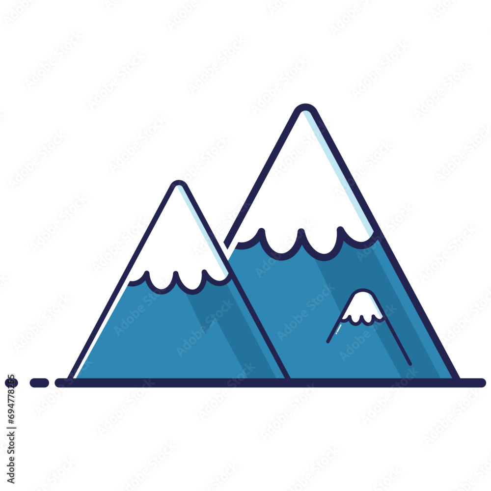 Mountains icon. Vector illustration of a green mountain on a white background Mountains icon. Vector illustration of a green mountain on a white background