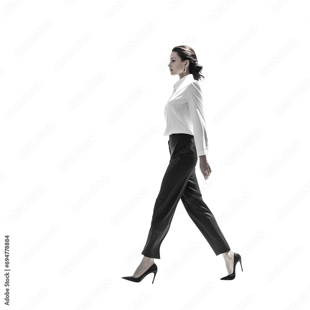 Portrait of a businesswoman walking, isolated on transparent background, PNG, 300 DPI Portrait of a businesswoman walking, isolated on transparent background, PNG, 300 DPI
