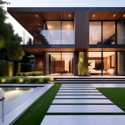 modern house in the garden