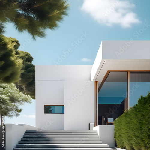 modern house with garden and sky