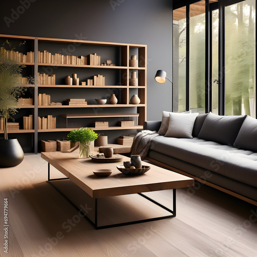 modern living room with fireplace