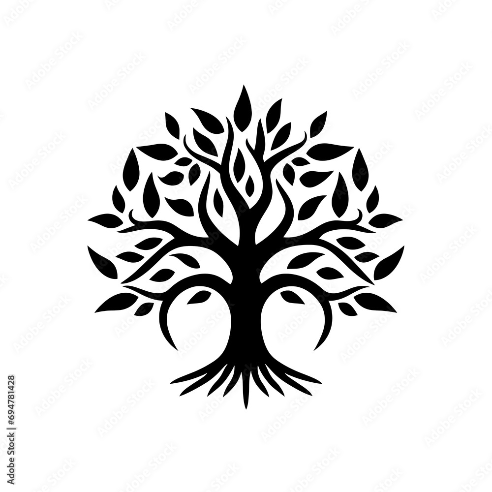Fototapeta premium Simple Black, Tree logo, isolated on transparent background , PNG, 300 DPI