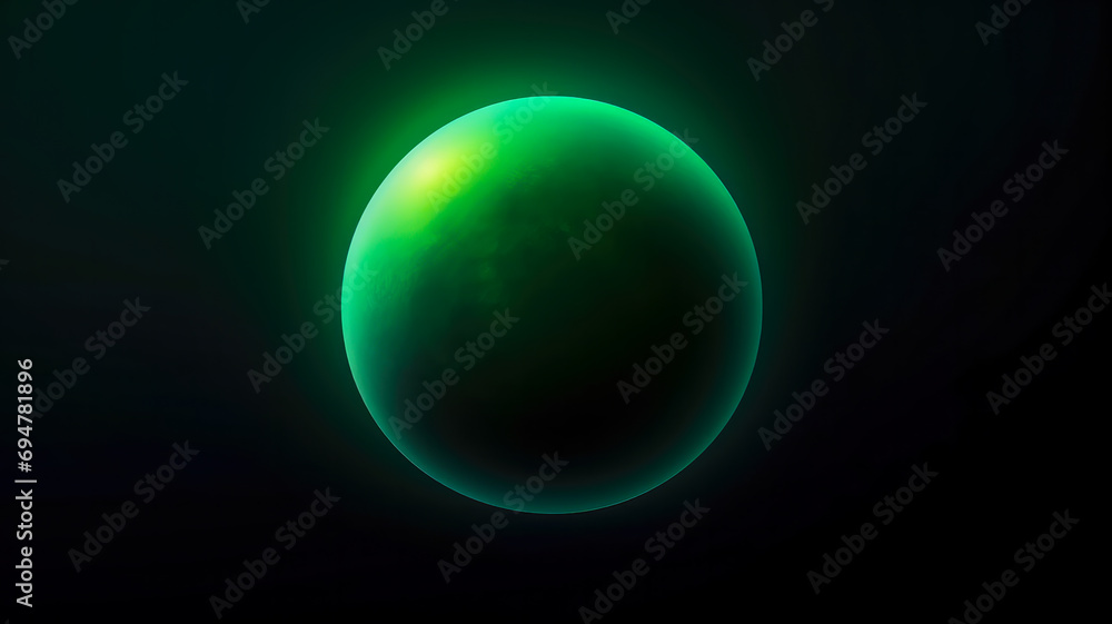 Glühende grüne Farbverlaufskugel auf schwarzem Hintergrundmond Glühende grüne Farbverlaufskugel auf schwarzem Hintergrundmond