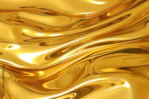 Glossy gold metal fluid glossy chrome mirror water effect background backdrop texture