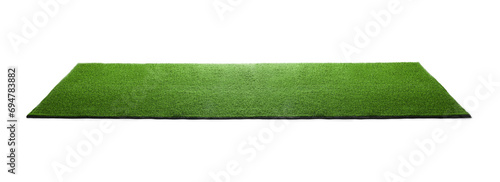 Obraz na plátně Green artificial grass carpet isolated on white