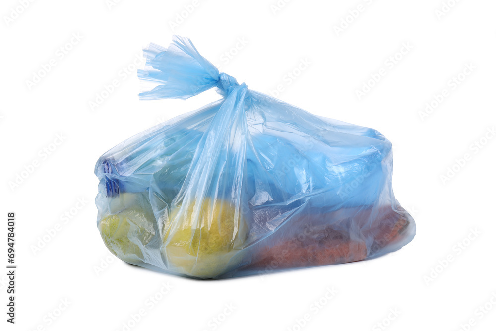 PNG, Garbage in blue trash bag, isolated on white background PNG, Garbage in blue trash bag, isolated on white background