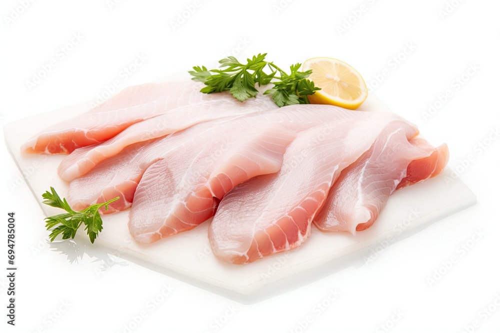 Fillets of snapper isolated on white background