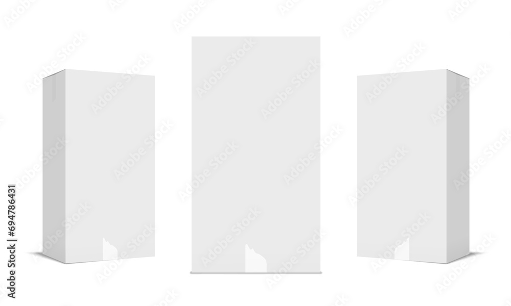 3D Realistic White Cardboard Packaging Box Mockup 3D Realistic White Cardboard Packaging Box Mockup