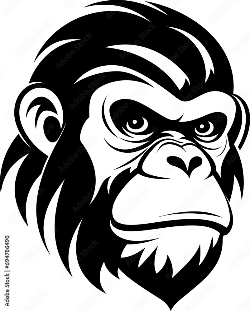 Obraz premium Monkey silhouette in black color. Vector template design for laser cutting wall art.