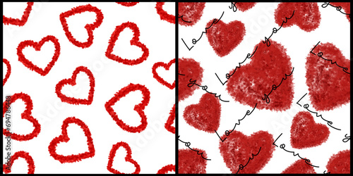 Set seamless pattern valentine day, vector backgrounds with hearts photo