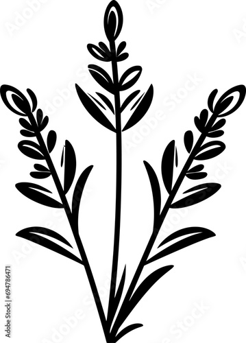 Lavender silhouette icon in black color. Vector template design for laser cutting wall art.