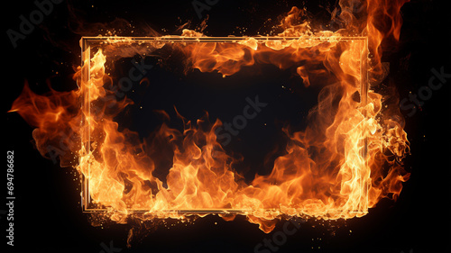 Rectangular frame made of burning flames © Samvel