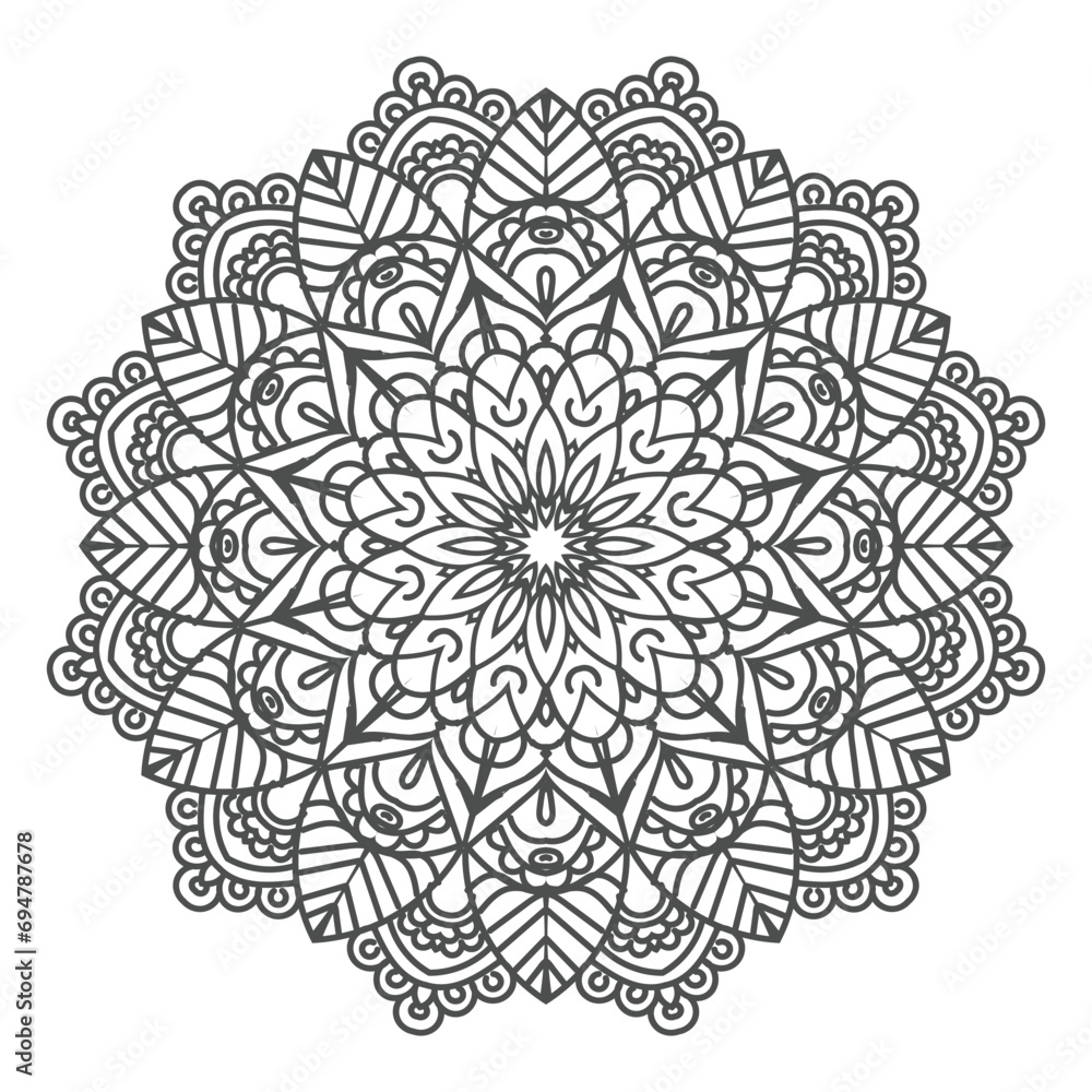 Fototapeta premium Vector luxury mandala template background and ornamental design for coloring page, greeting card, invitation, tattoo, floral mandala.