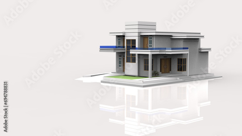 exterior rendering of the modern house isolated in white backgound