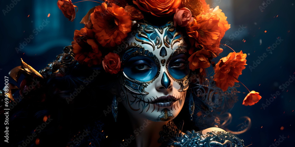 symbolic figure of the Day of the Dead. Generative AI symbolic figure of the Day of the Dead. Generative AI