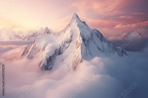 snowy big mountain over the clouds nature landscape