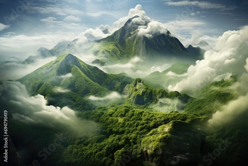 green mountains over the clouds nature landscape