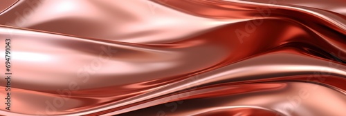 Glossy salmon metal fluid glossy chrome mirror water effect background backdrop 