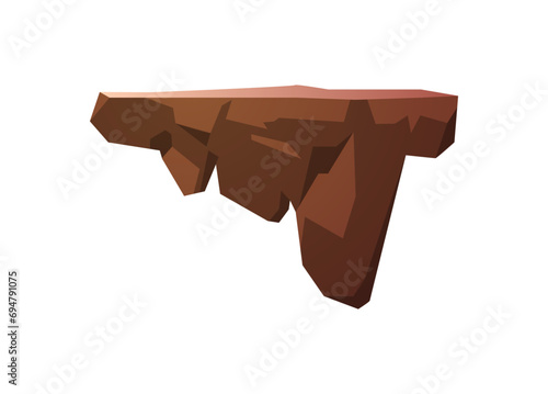 Level platform, land island floating vector illustration, cartoon level with empty ground platform for game, rock stage