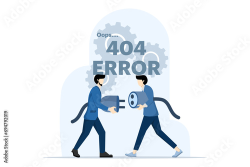 Concept of 404 Error Page or File not found. website maintenance error, web page under construction, for web page, banner, presentation, social media, document, card, poster, flat vector illustration.