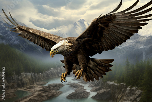 Eagle flying swoop attack