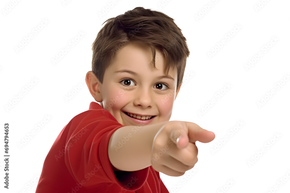 Portrait of little boy pointing at camera isolated on a white background Portrait of little boy pointing at camera isolated on a white background