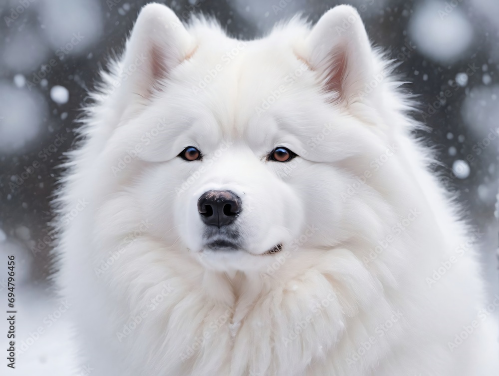 Photo Of Samoyed With A Snowy Aura