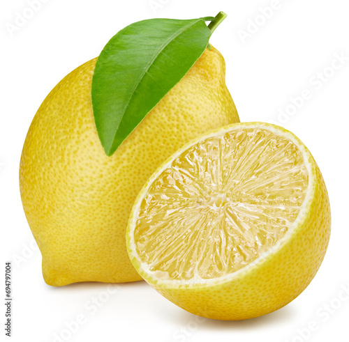 Fresh organic lemon isolated on white background