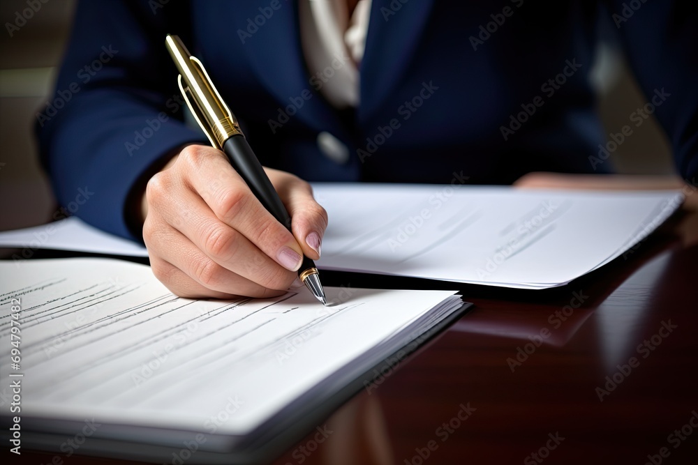 person signing a contract